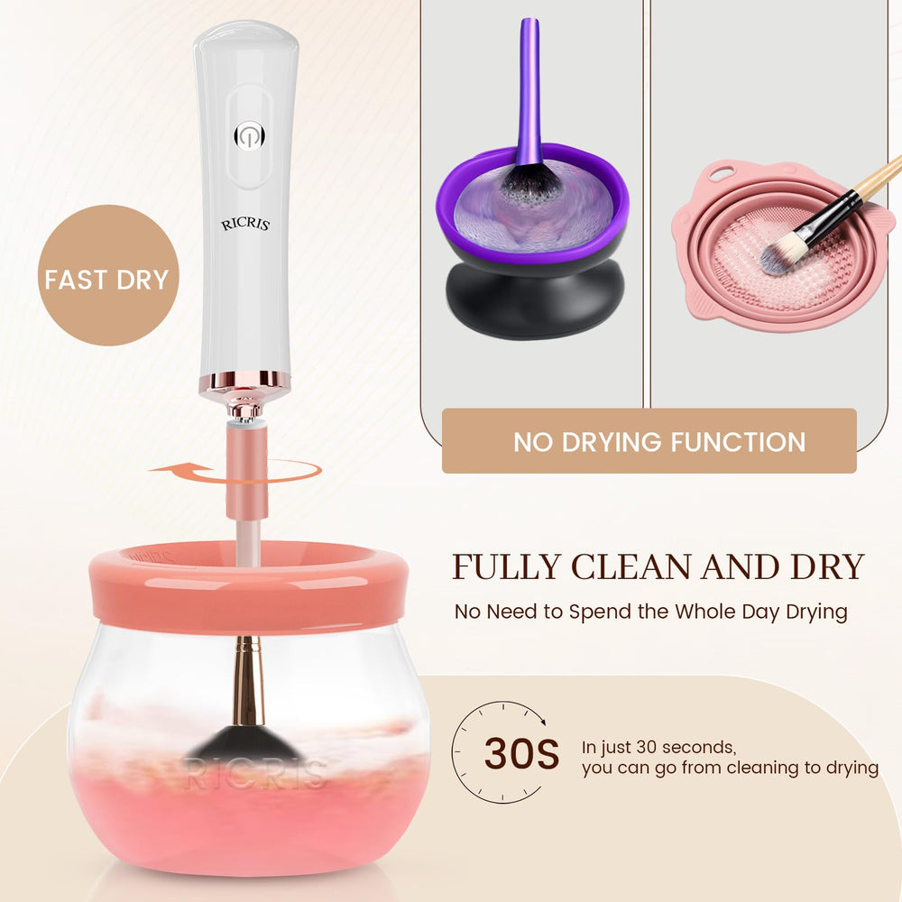 RICRIS 26,000 RPM drying motor delivers rapid brush drying after makeup sessions.