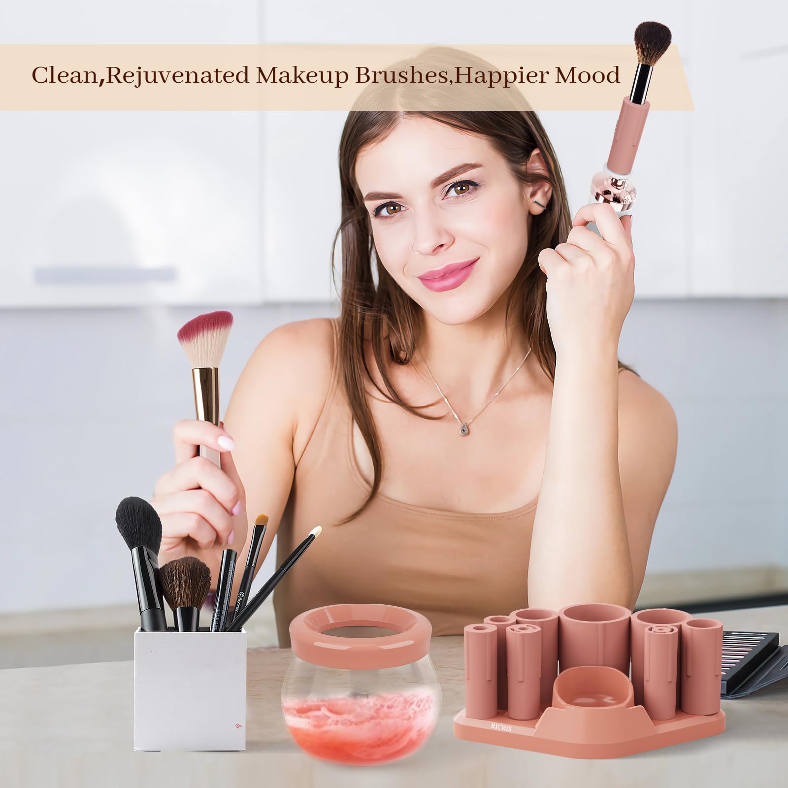 RICRIS splash-proof cup design prevents spills on the vanity.