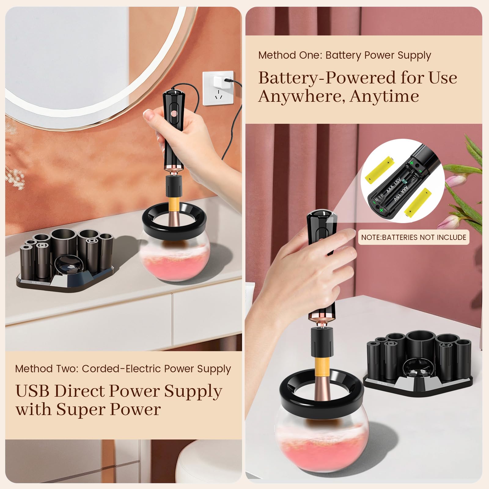 RICRIS USB and battery power options for portable cleaning