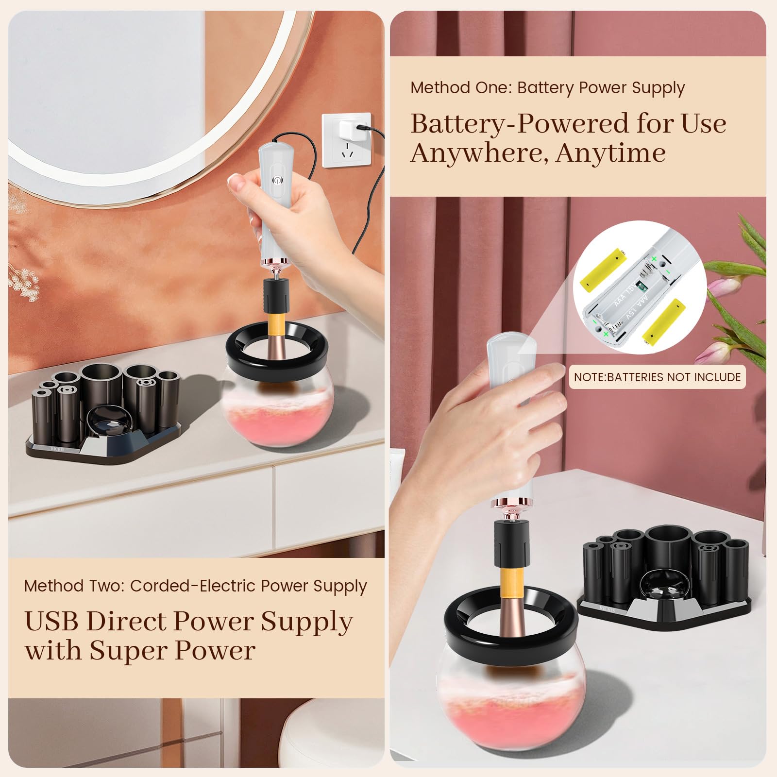 RICRIS USB and battery power options enable travel-friendly use anywhere