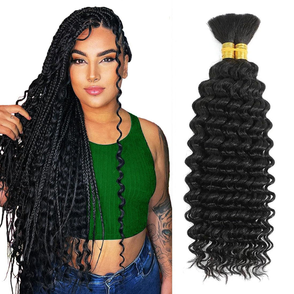 RICROF deep water wave braiding hair bulk for natural boho hairstyles