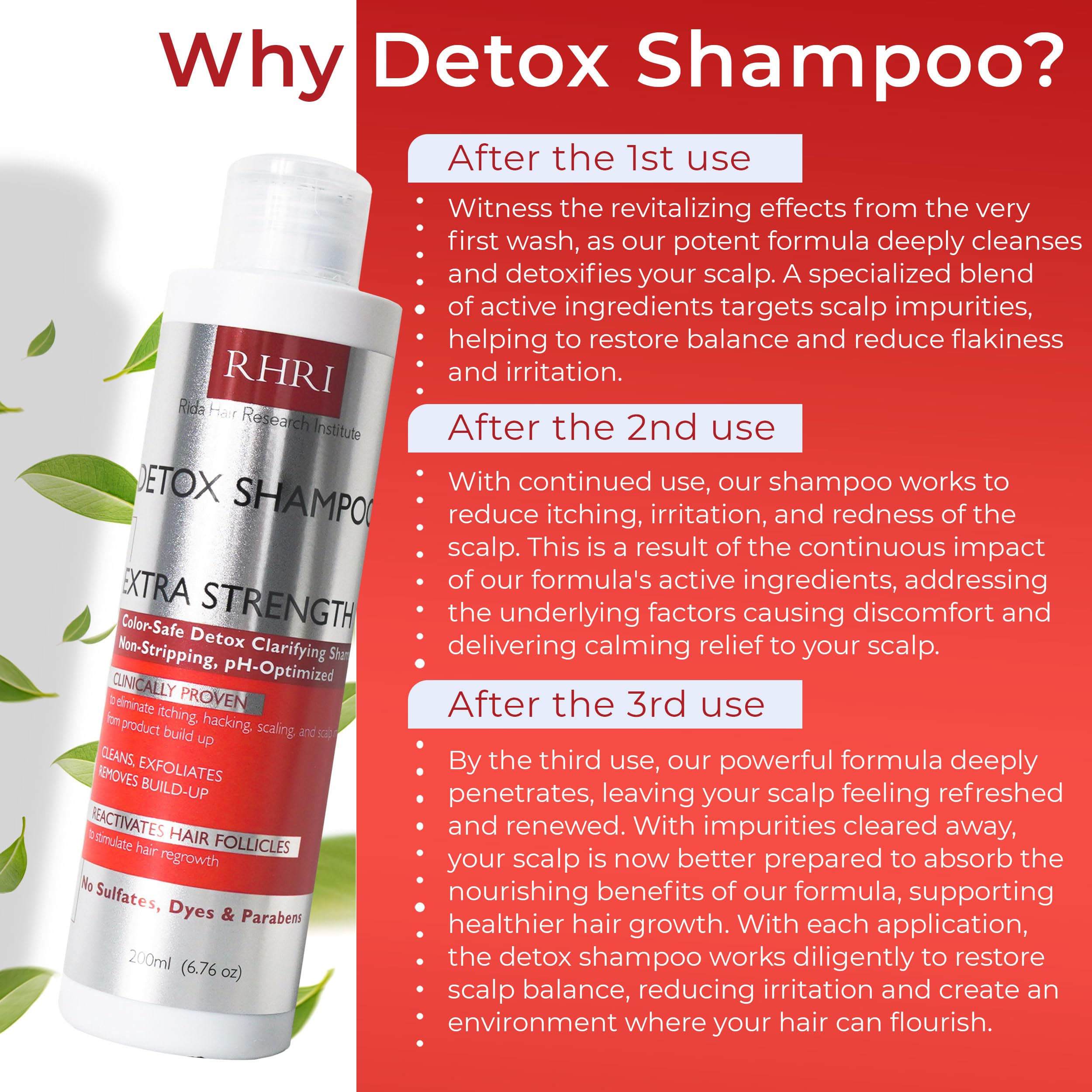 Rida Detox Shampoo label closeup highlights color-safe formula