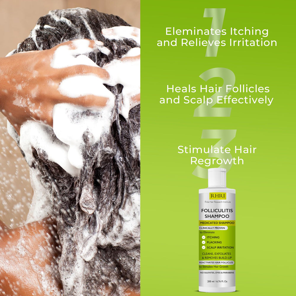 Rida Hair Research Institute anti fungal shampoo scalp-application demonstrates massaging to improve absorption