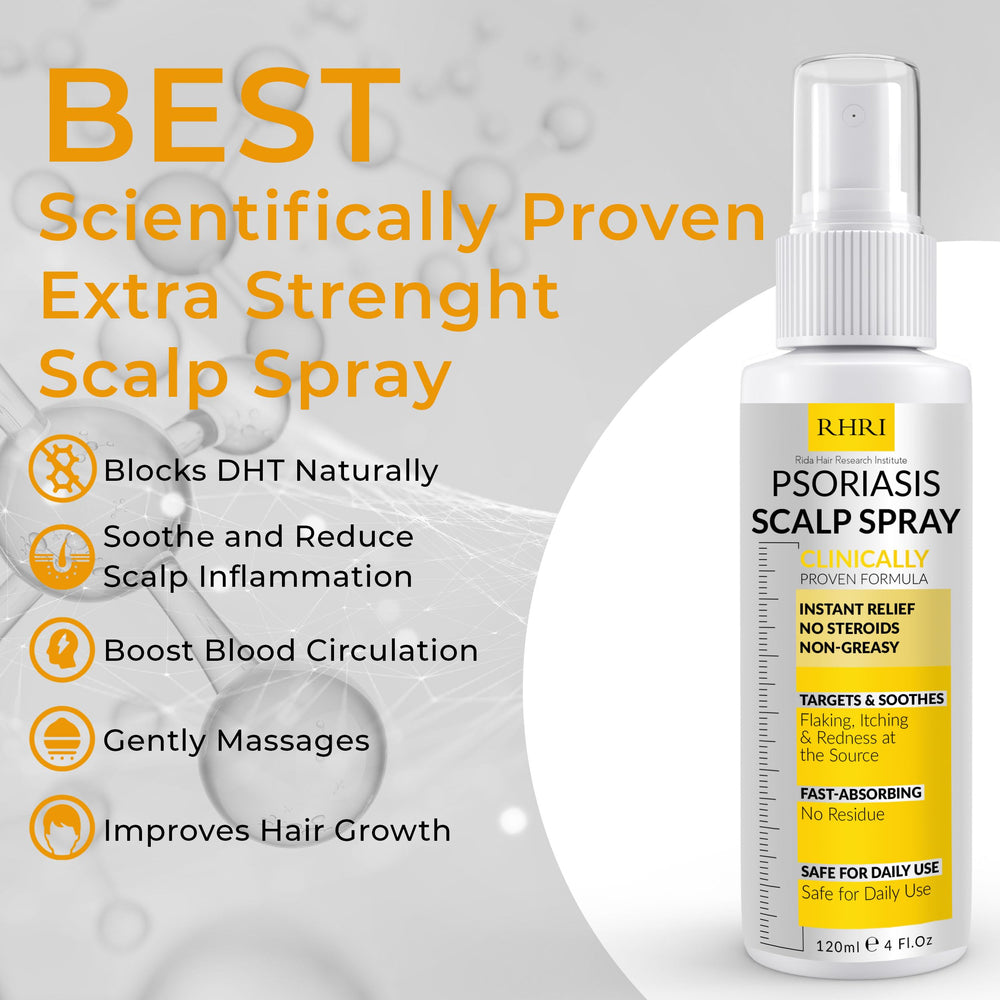 Rida Hair Psoriasis Scalp Spray supports antifungal care for yeast and ringworm concerns.