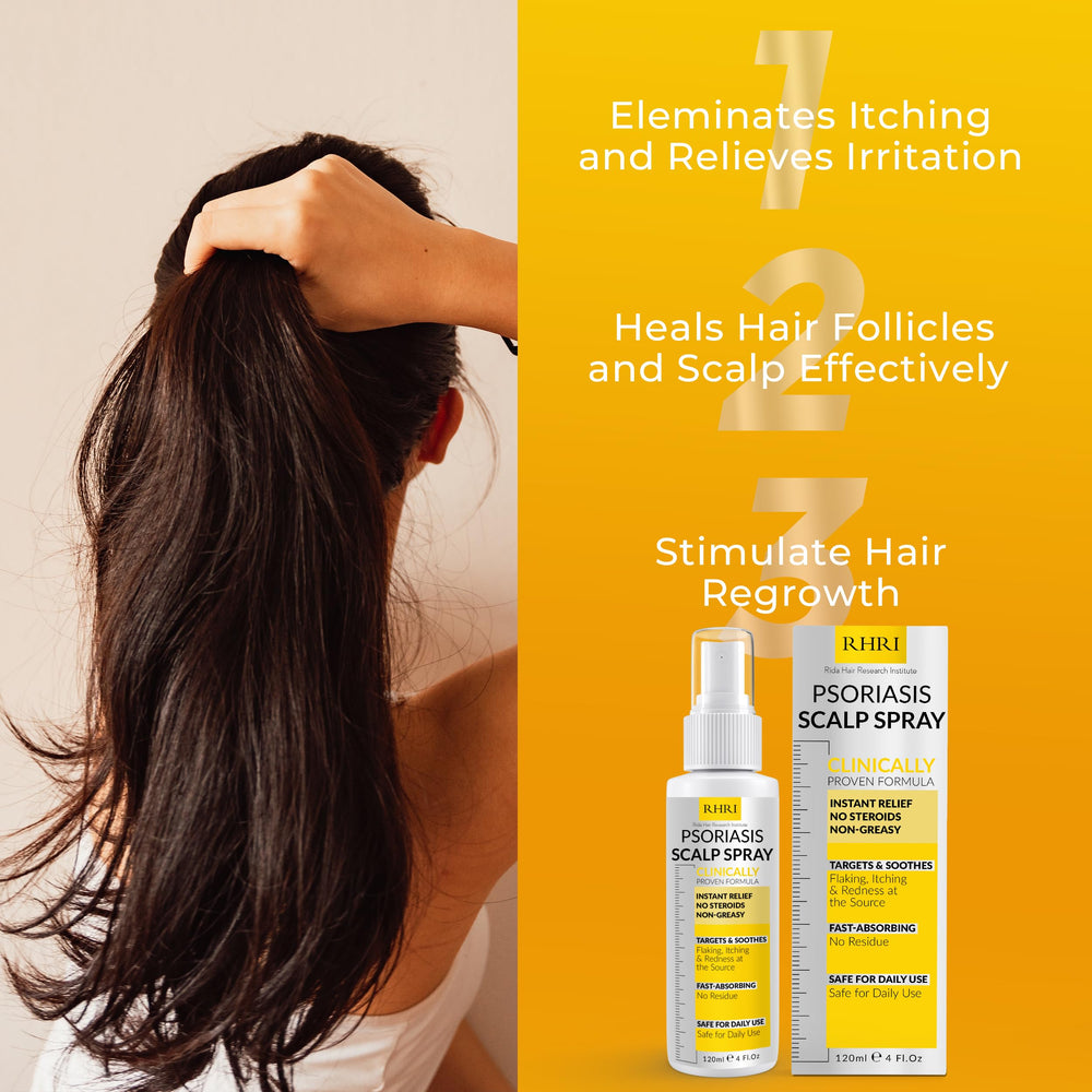 Rida Hair Psoriasis Scalp Spray provides convenient daily-use application for targeted scalp treatment.