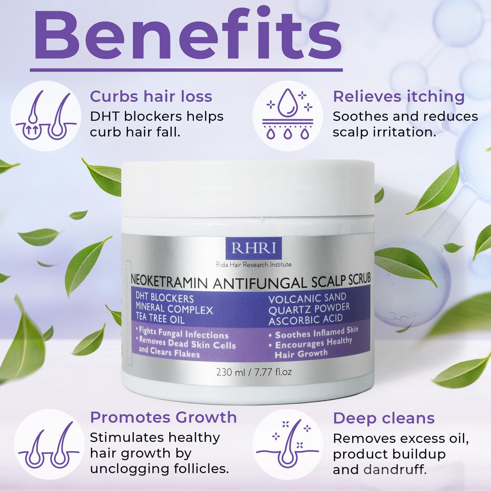 Rida anti fungal scrub being applied to scalp for soothing cleansing