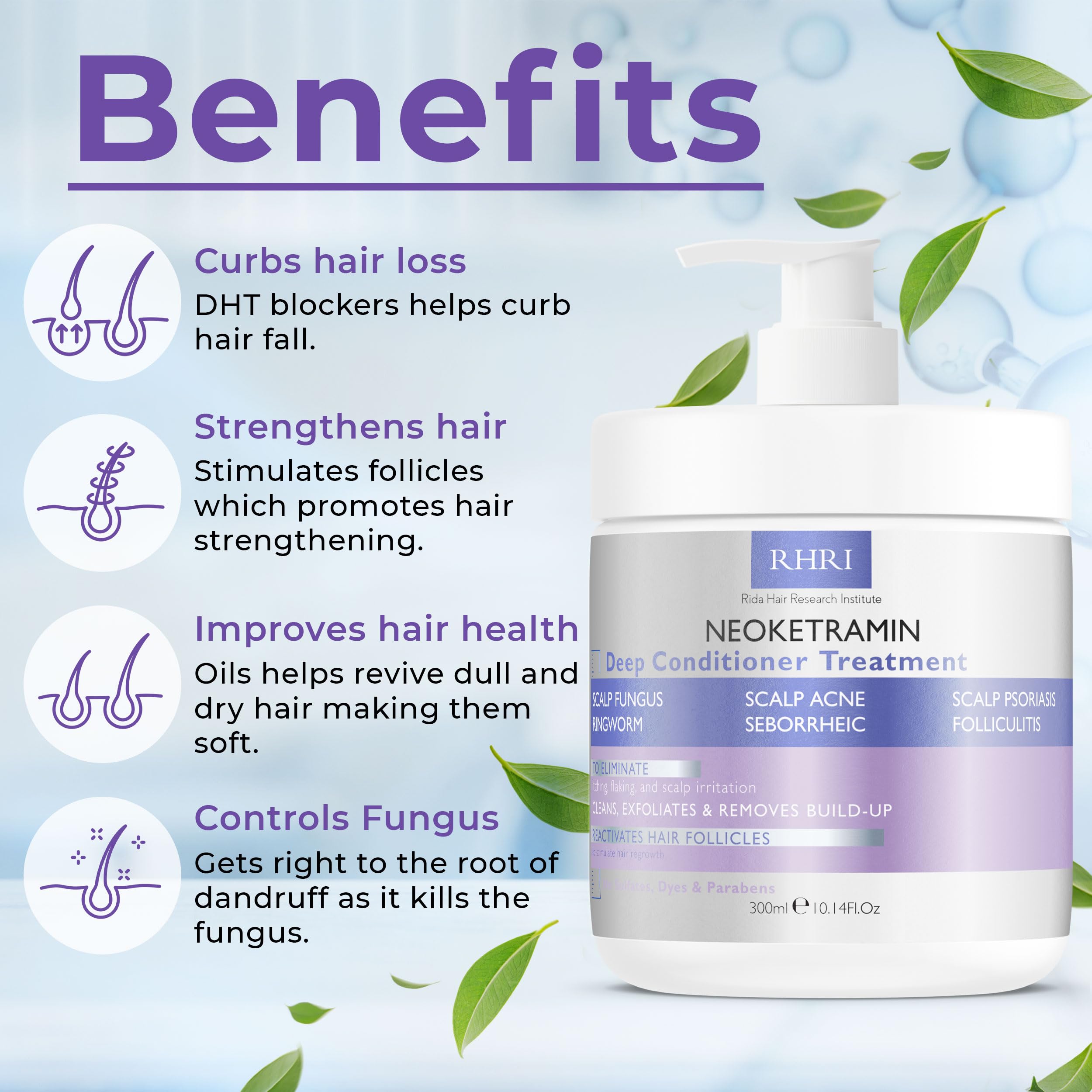 Rida Hair Research Institute deep conditioner texture close-up for dandruff relief.