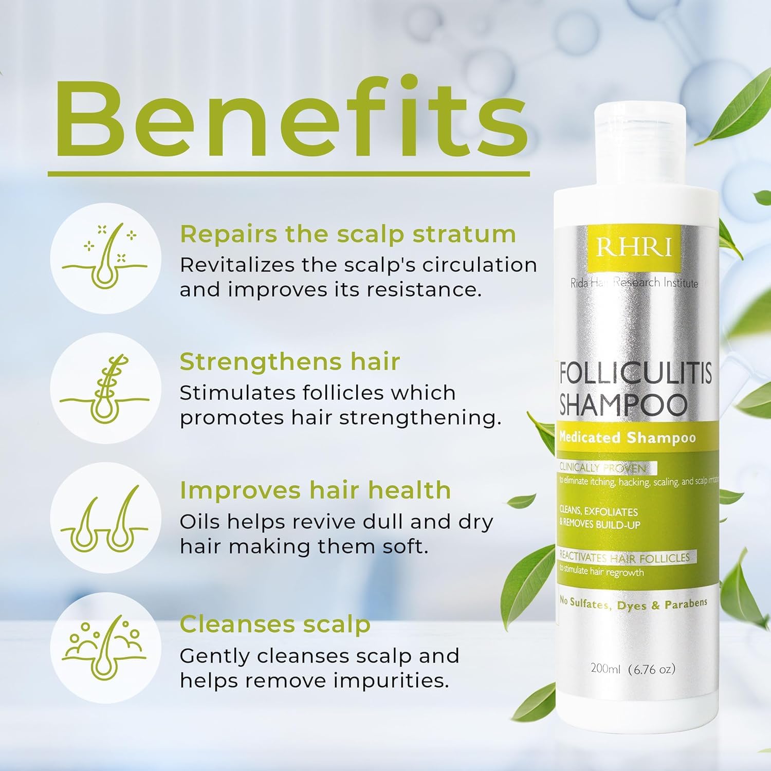 Rida Folliculitis Shampoo lathering during application provides cooling, cleansing action