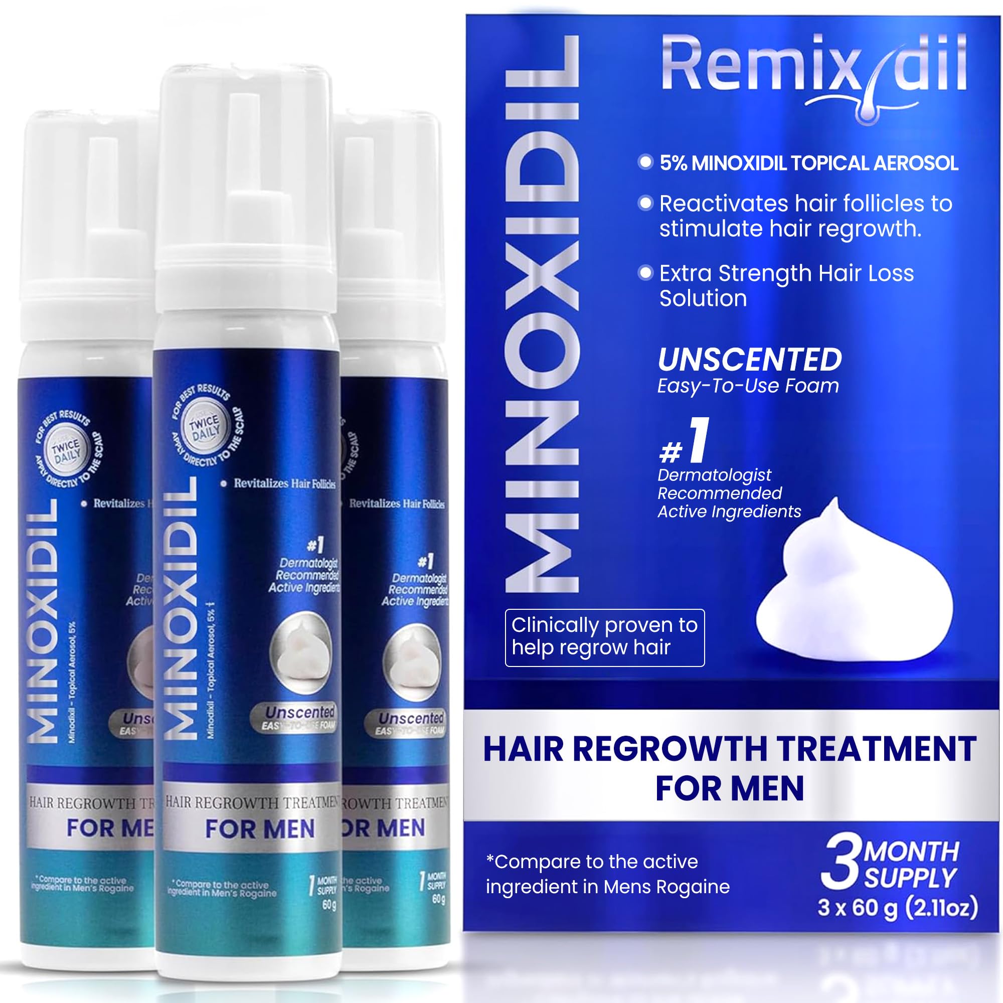Rida Remixidil foam bottle for easy at home scalp treatment with measured dosing.