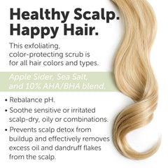 Rida Hair Research Institute green scalp scrub jar highlights buildup removal and healthy-looking scalp.