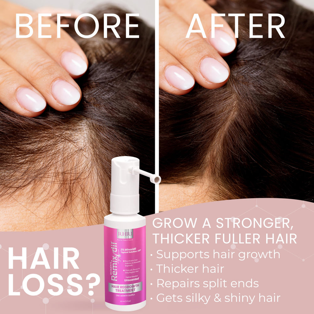 Rida Hair Research Institute fuller hair appearance closeup suggesting thicker, healthier-looking strands.