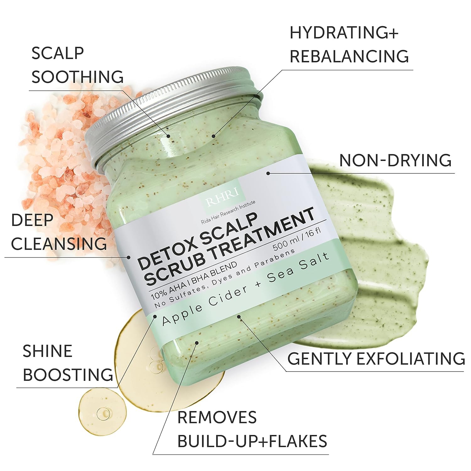 Rida Hair Research Institute gently massaged hands image suggests easy at-home exfoliation.