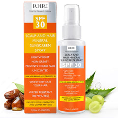 RidaHair Premium SPF30 sunscreen bottle delivers UV protection for hair and scalp against sun exposure.