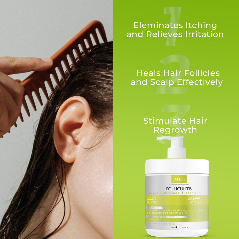 Rida Hair Research Institute sulfate-free formula packaging emphasizing safe scalp care.