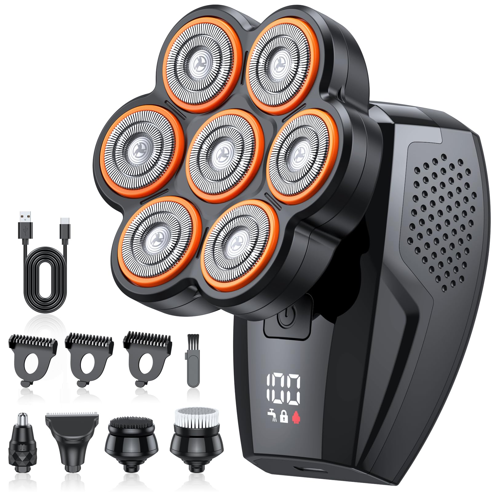 RieZanthic head shaver with 7D technology contours scalp for a close, comfortable shave