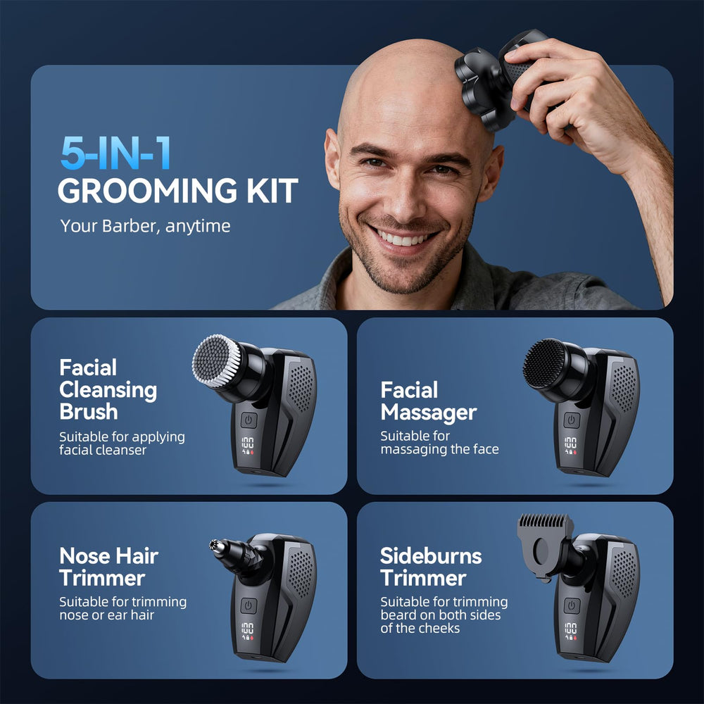 RieZanthic head shaver LED display shows battery level for planning sessions