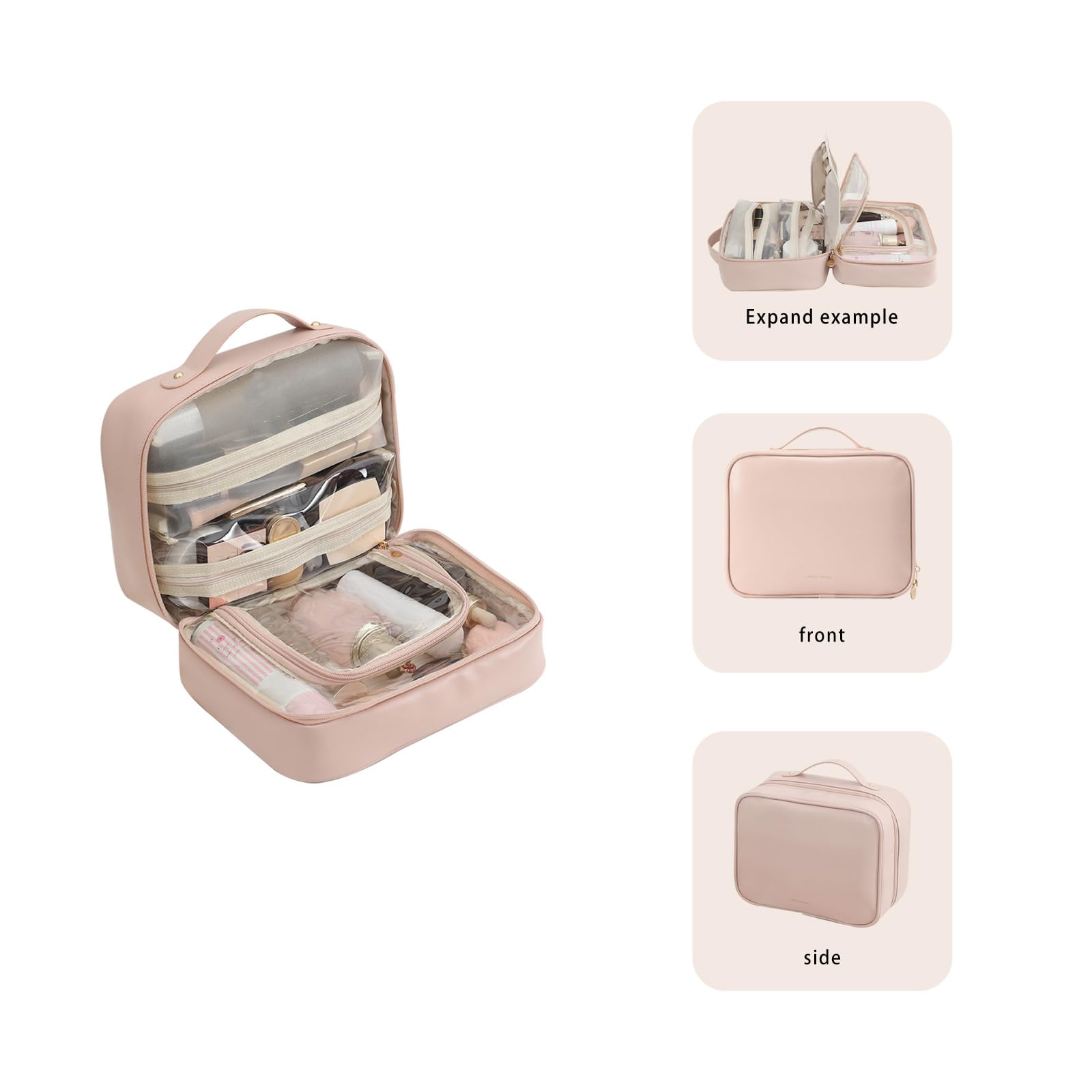 RIGHT AWAY pink cosmetic organizer ready for travel with brushes or skincare