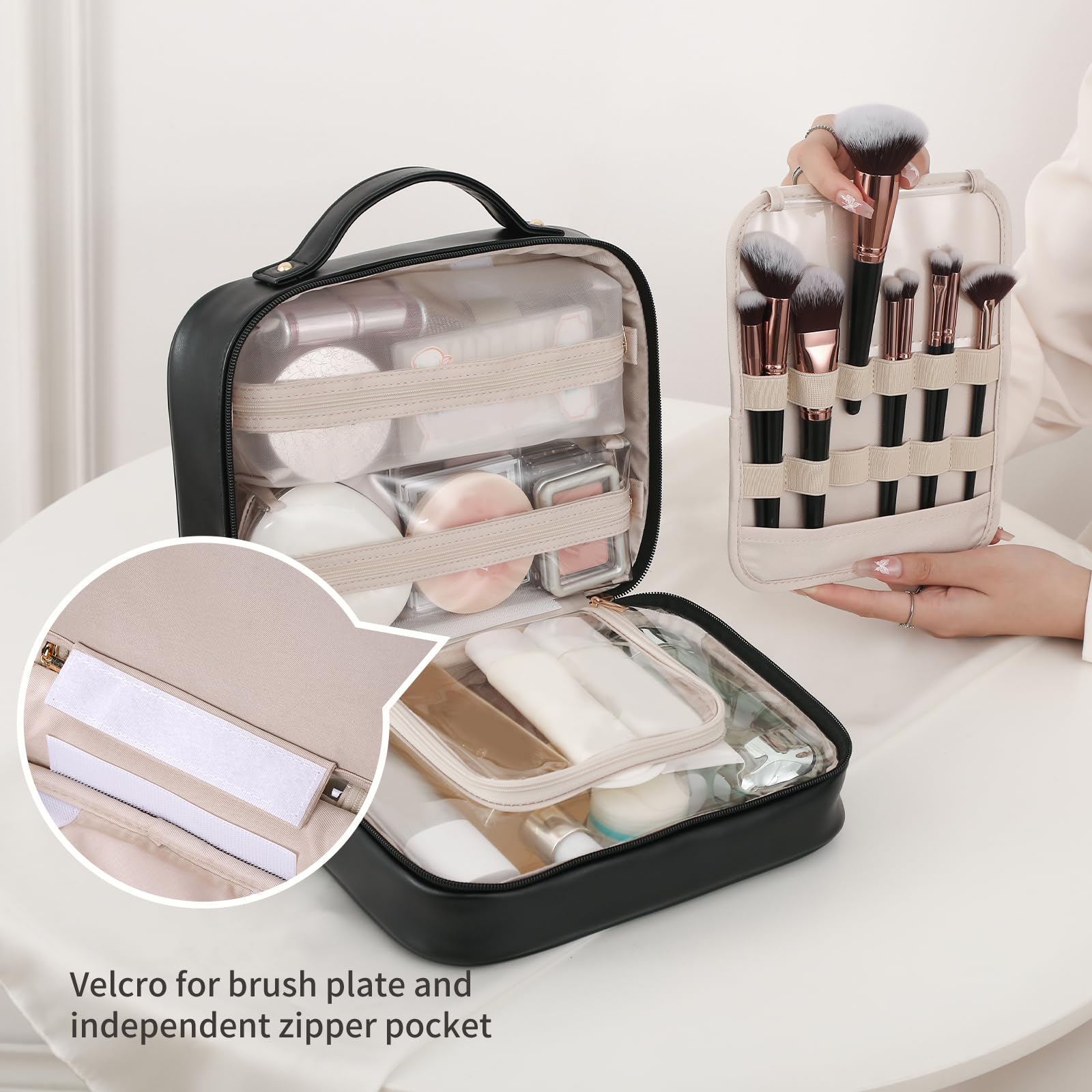 RIGHT AWAY Travel Toiletry Bag clear compartments aid fast security checks.