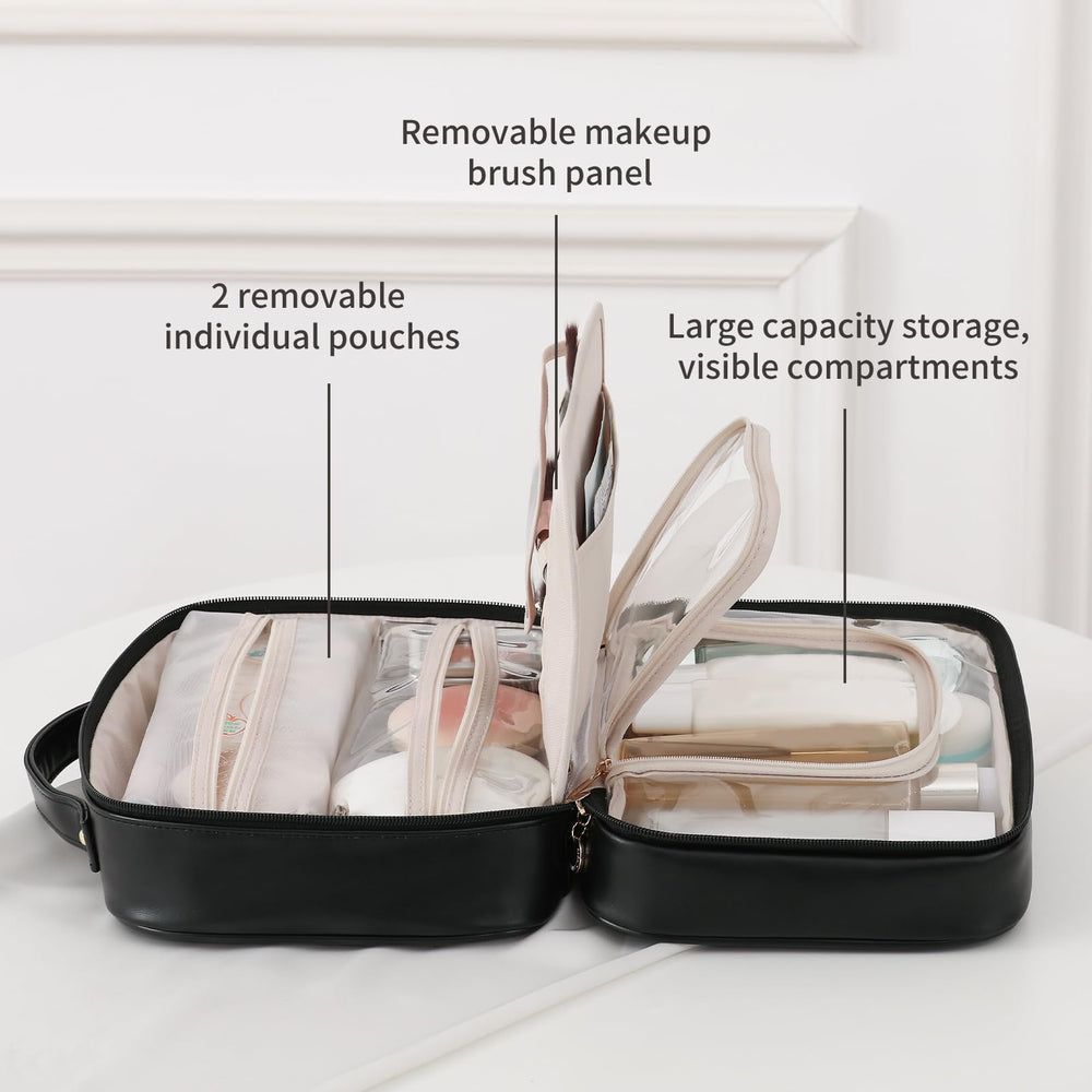 RIGHT AWAY Travel Toiletry Bag full-open zipper for quick access.