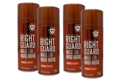 Right Guard Original deodorant spray, pack four, front label for hardworking athletes