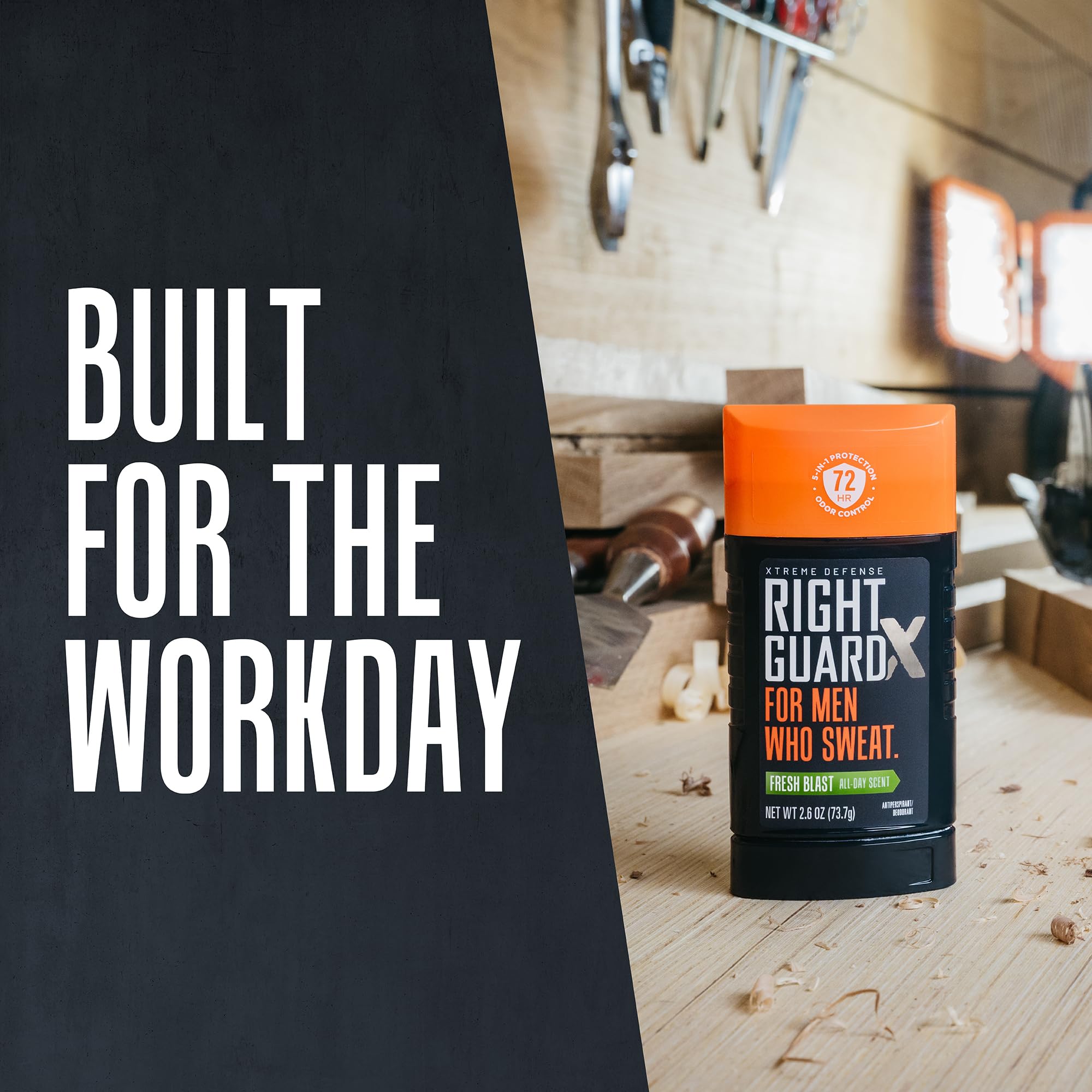 Right Guard Xtreme Defense 2x sweat-block stick helps you stay dry during workouts.