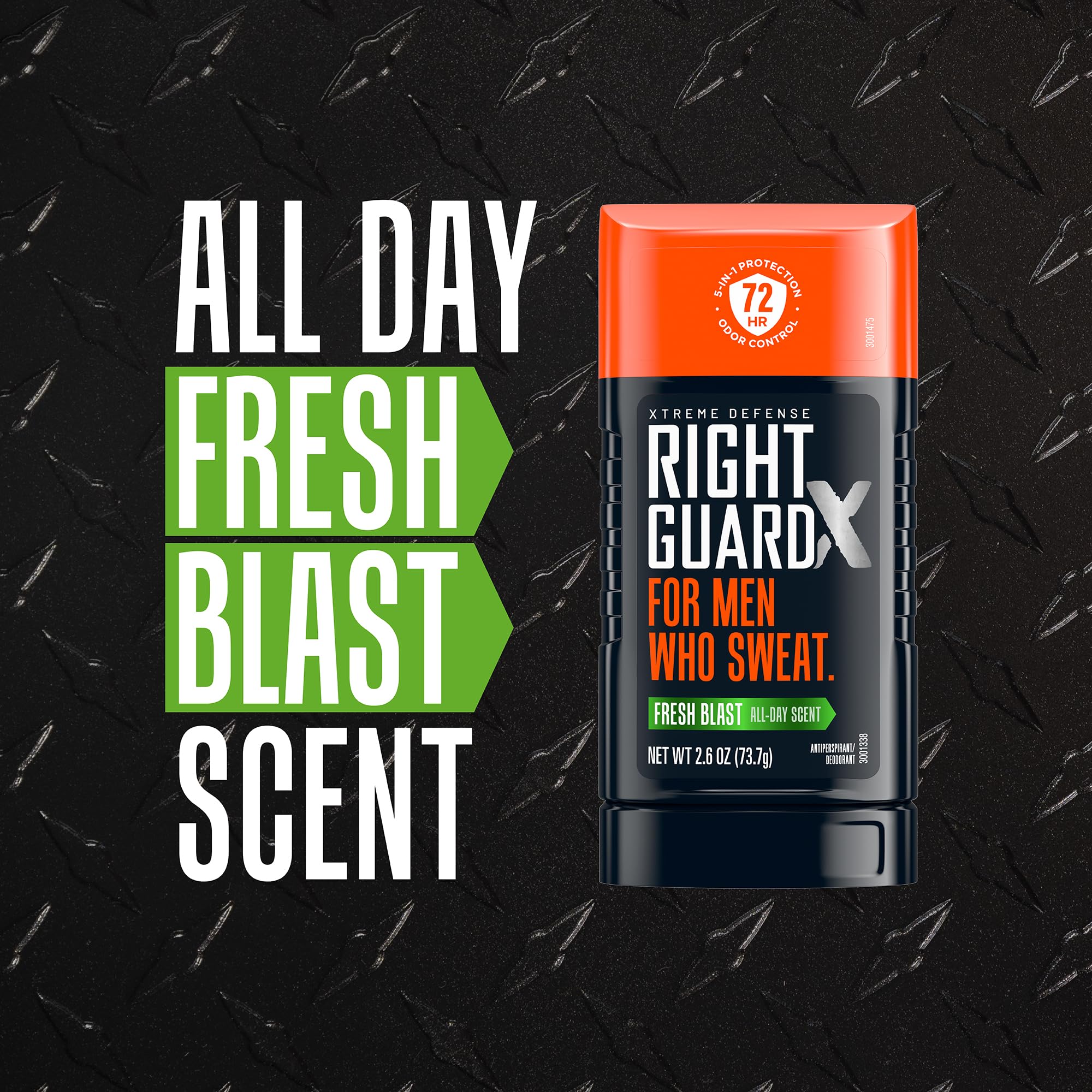 Right Guard Xtreme Defense 4-pack front view highlights value and convenience.