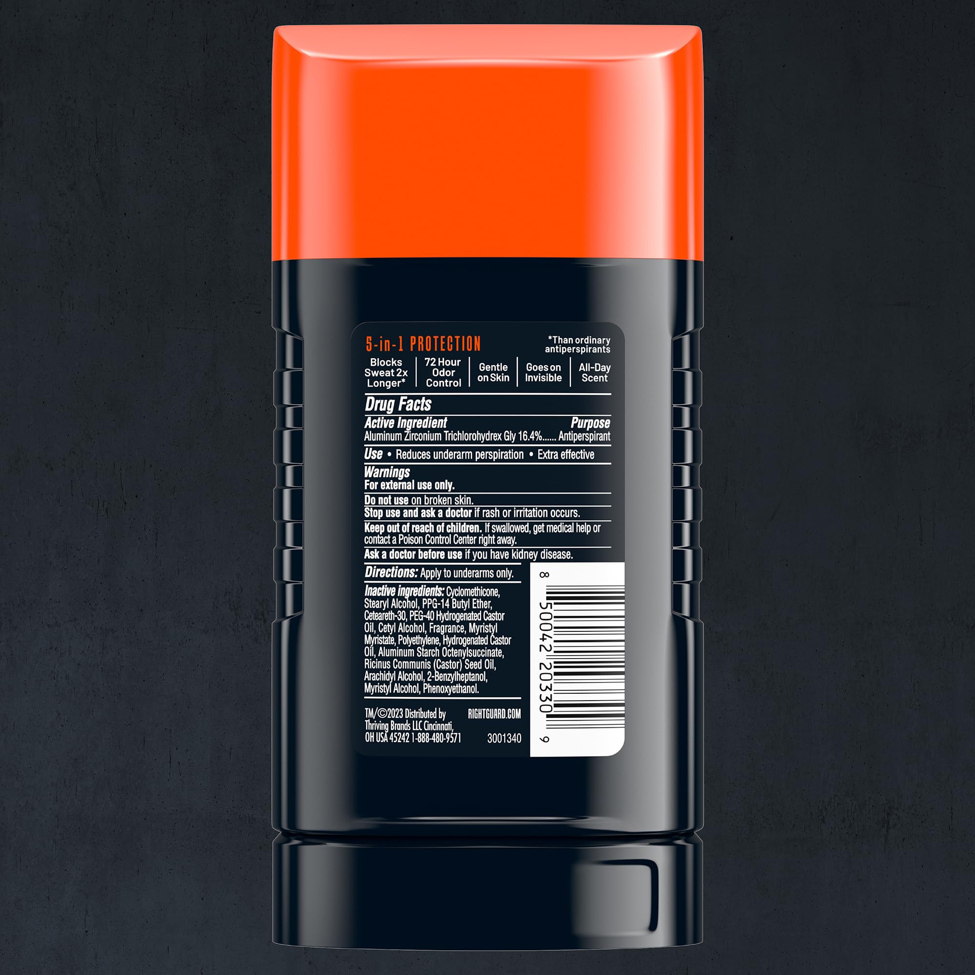 Right Guard Xtreme Defense Fresh Blast scent promotes long-lasting freshness through the day.