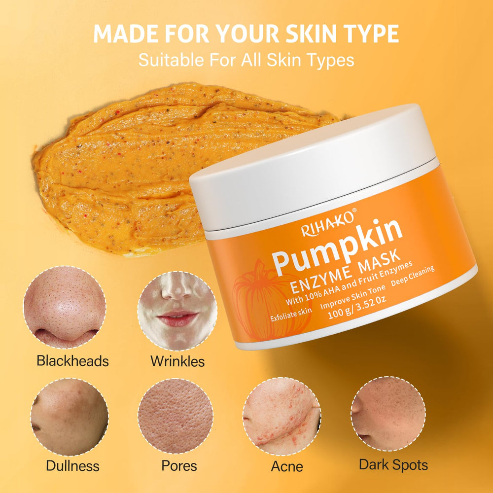 RIHAKO pumpkin enzyme mask ingredients highlight vitamins for nourishment.