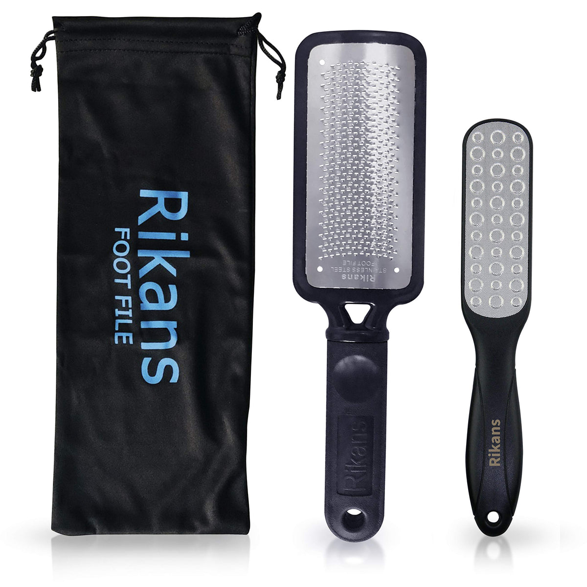 Rikans Colossal Foot File front view shows premium stainless steel for smooth foot prep