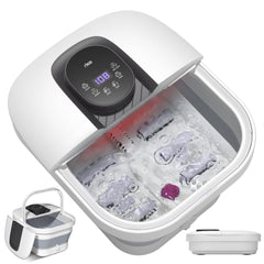 RIKE collapsible foot spa folded for compact storage and travel.