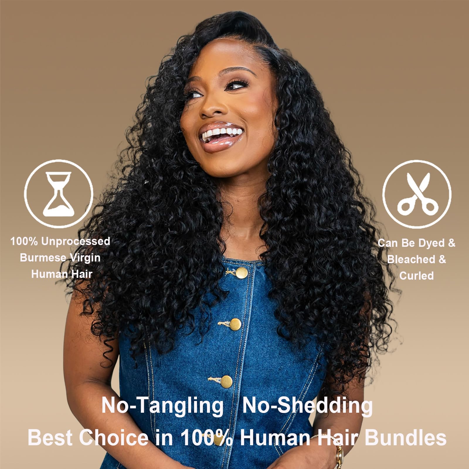 rilago Burmese Curly Bundles packaging and delivery image emphasizes reliable service.