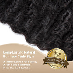 rilago Burmese Curly Bundles three bundles pack shows thick volume from root to tip.
