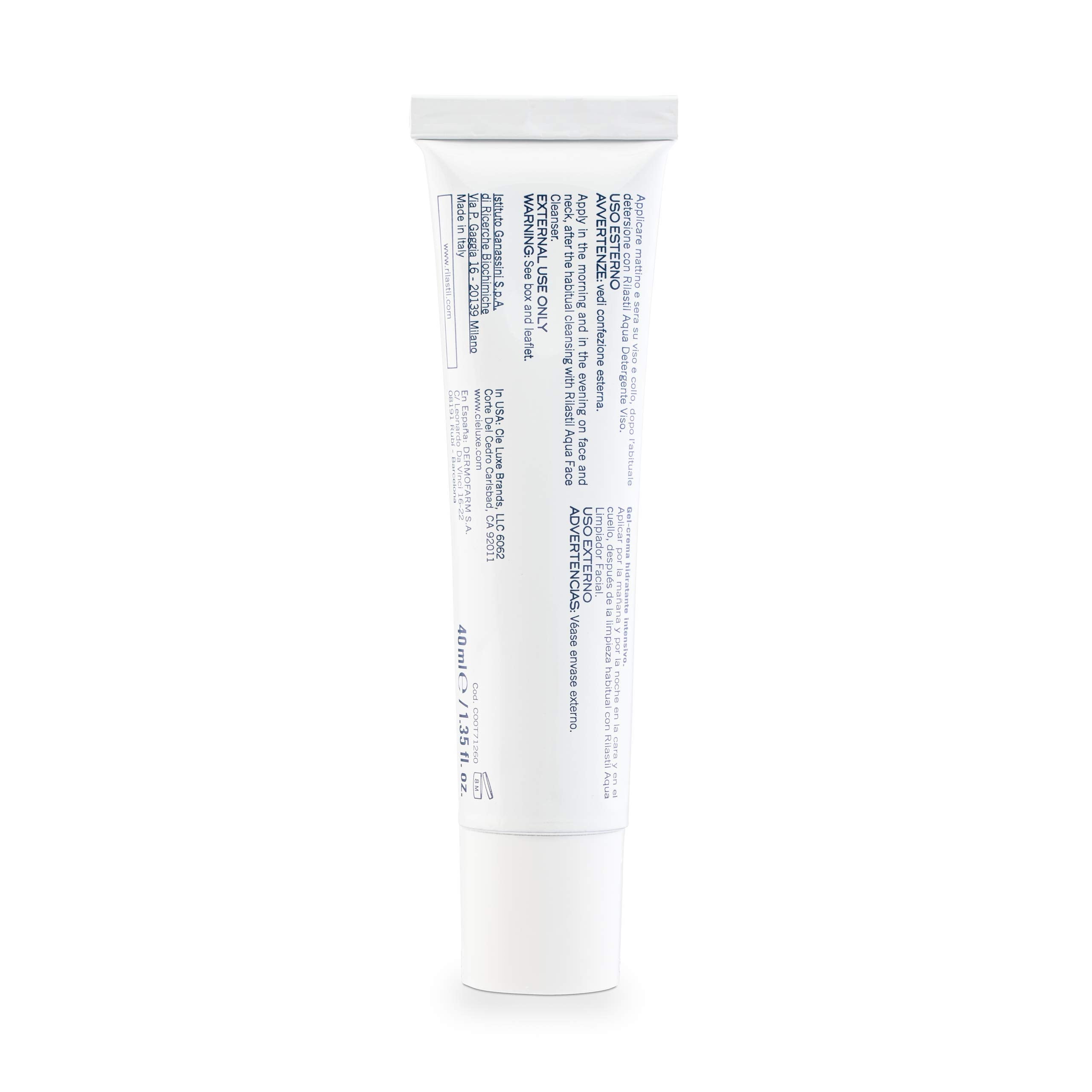 Rilastil Aqua Intense 72H application-swirl shows smooth layering for daily moisturization.