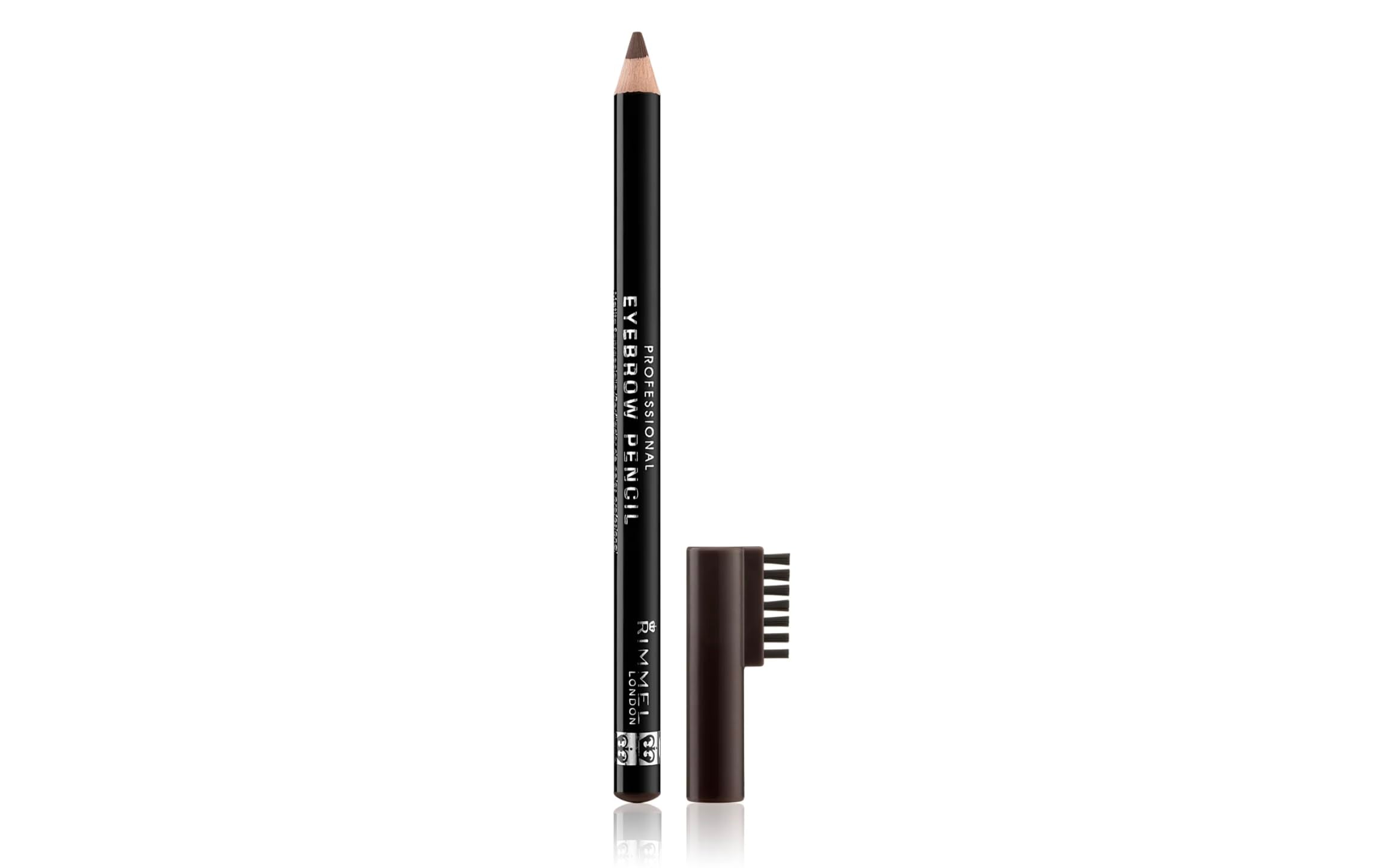 Rimmel London eyebrow pencil hazel 2pk packaging for quick grooming and dual-shape availability.