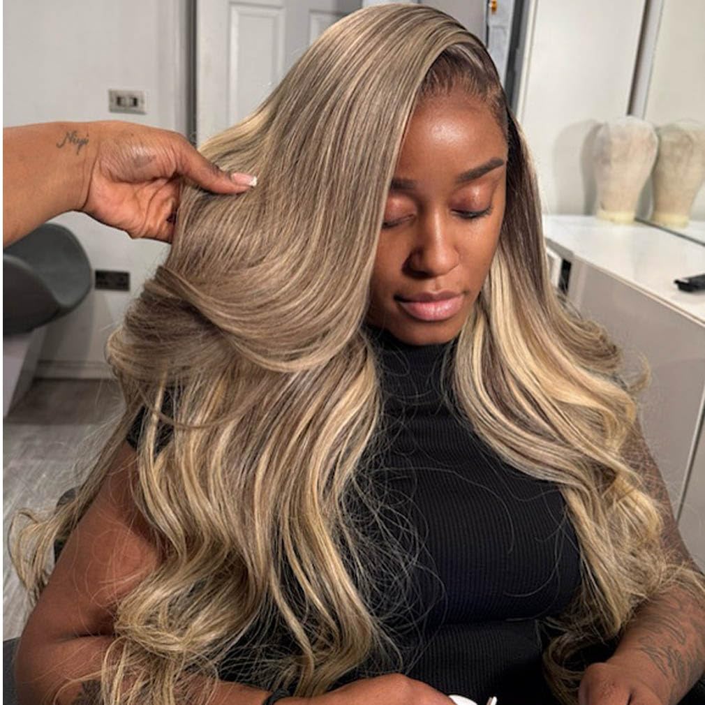 Rina 13x6 lace-front wig back view reveals seamless color blend