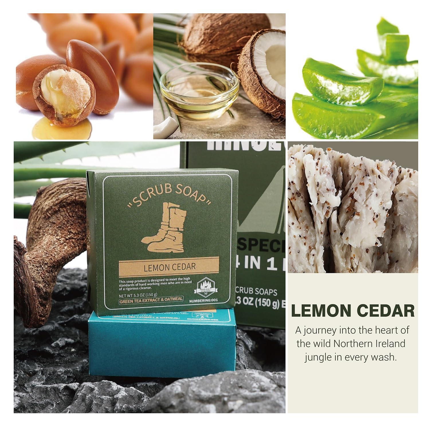 Rinse & Robust exfoliating bar with walnut grit for smoother skin