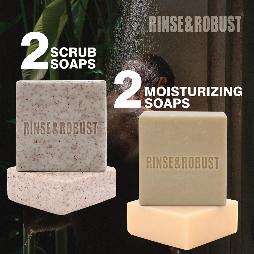Rinse & Robust mens soap set Bonfire wrapper conveys warmth and thorough cleansing