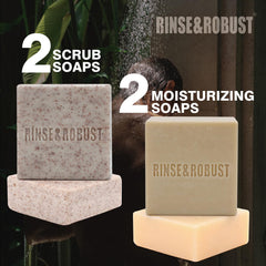 Rinse & Robust mens soap set Bonfire wrapper conveys warmth and thorough cleansing