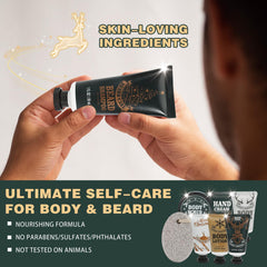 Rinse and Robust beard oil bottle close-up highlighting nourishing routine.