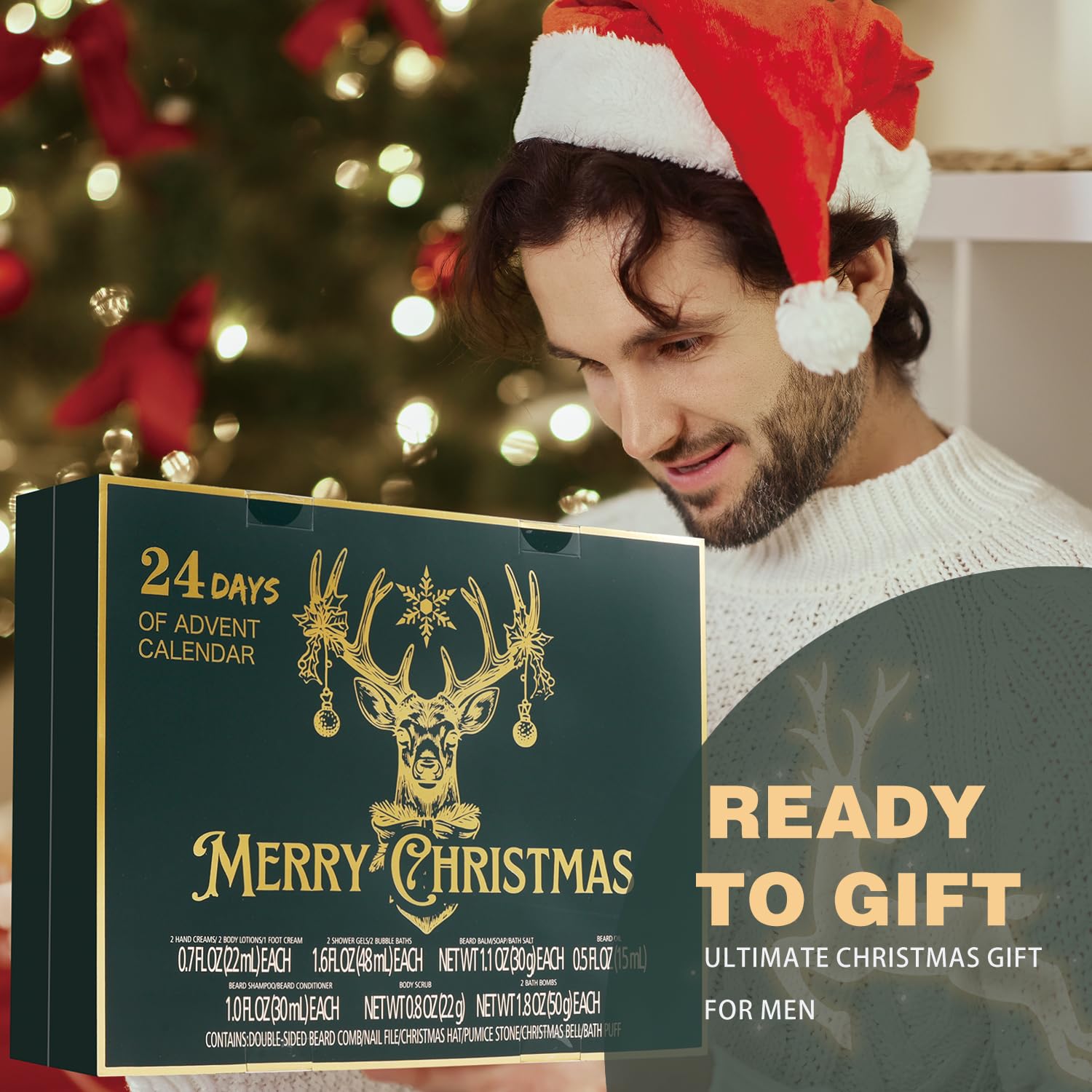 Rinse and Robust holiday gift box presentation for men's skincare and grooming gifts.