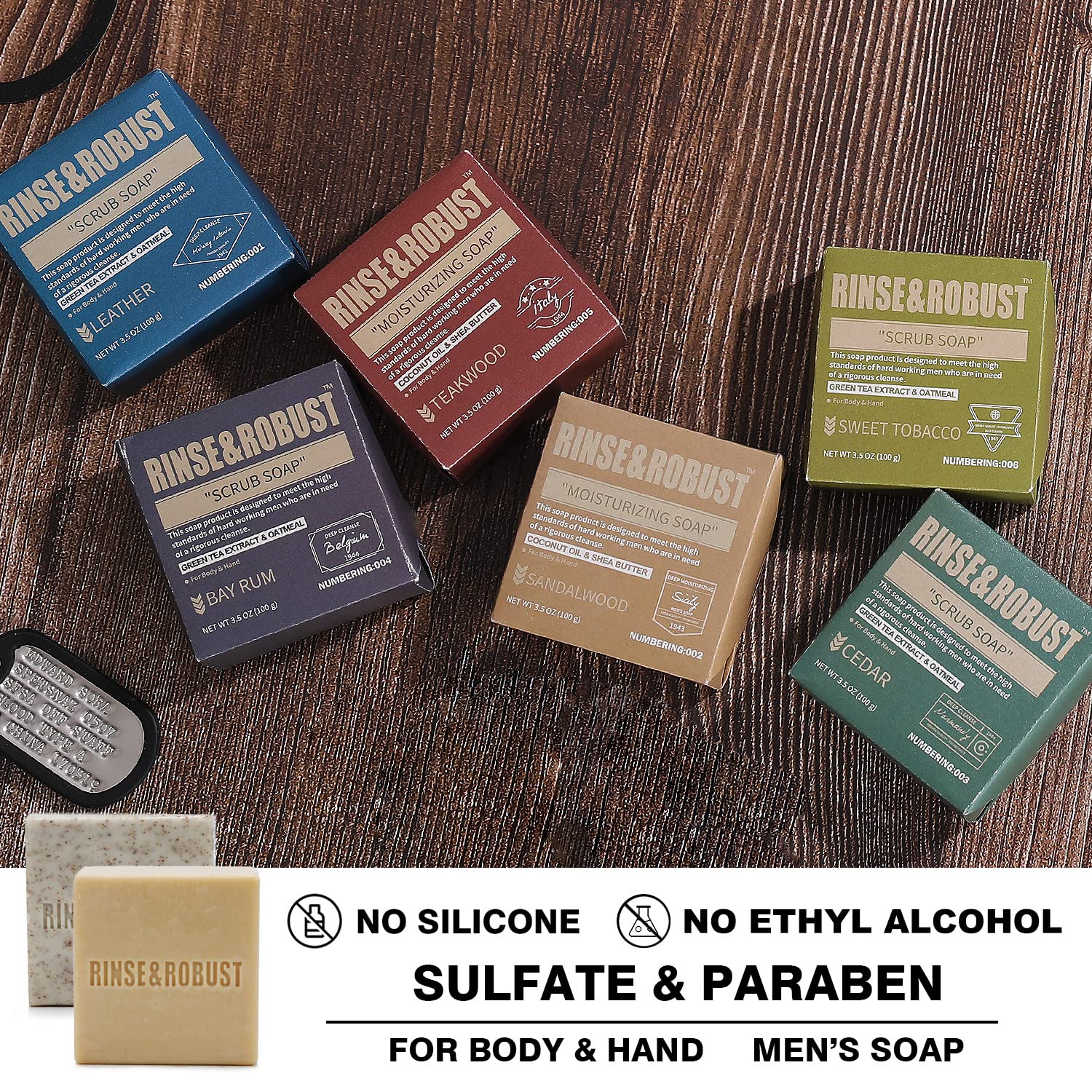 Rinse & Robust moisturizing soap bar keeps skin hydrated.