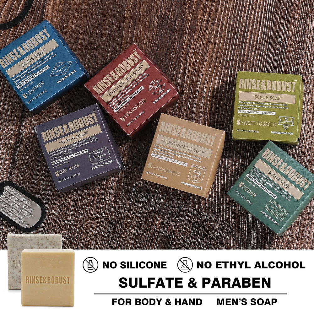 Rinse & Robust moisturizing soap bar keeps skin hydrated.