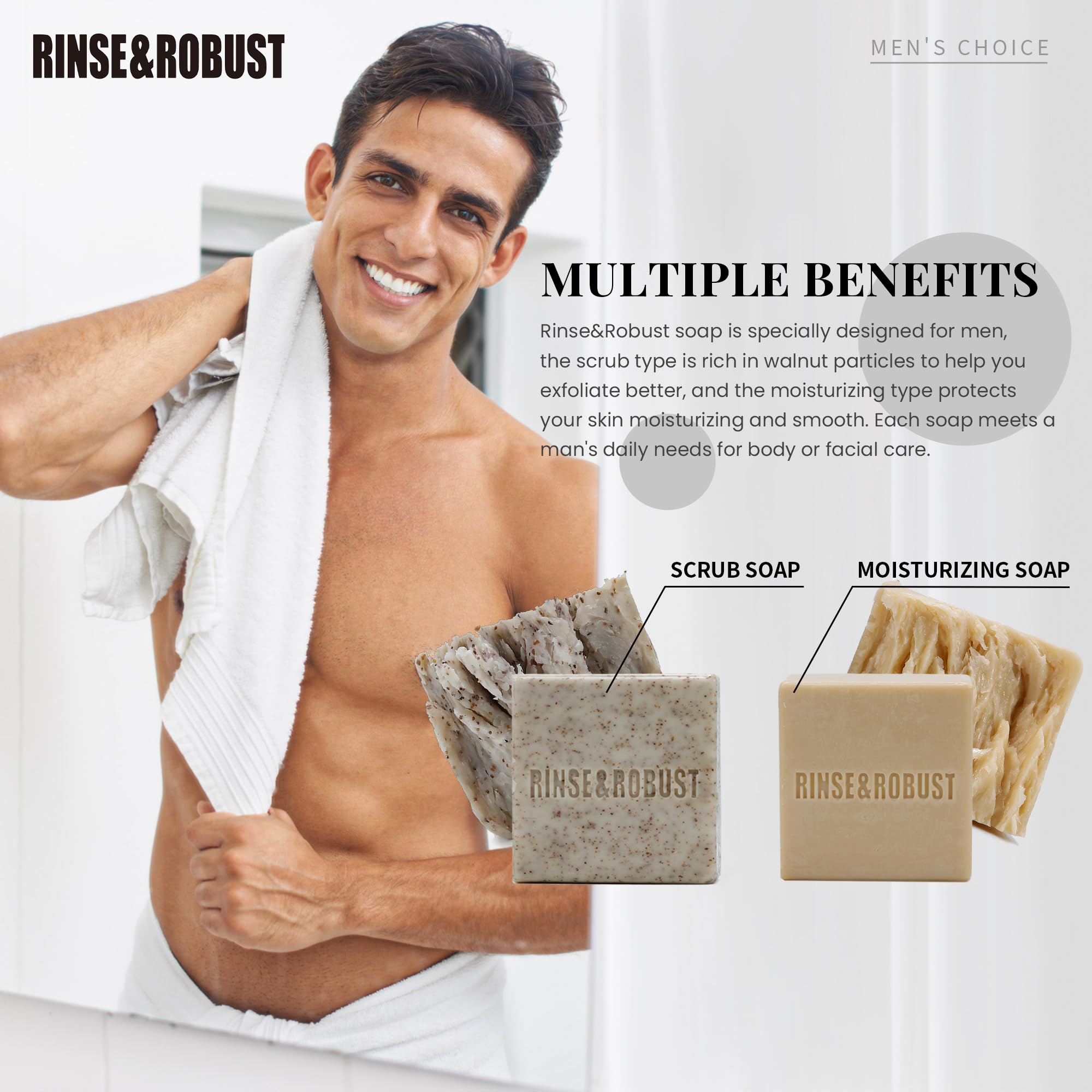 Rinse & Robust sandalwood fragrance soap bar offers soothing daily cleanse.