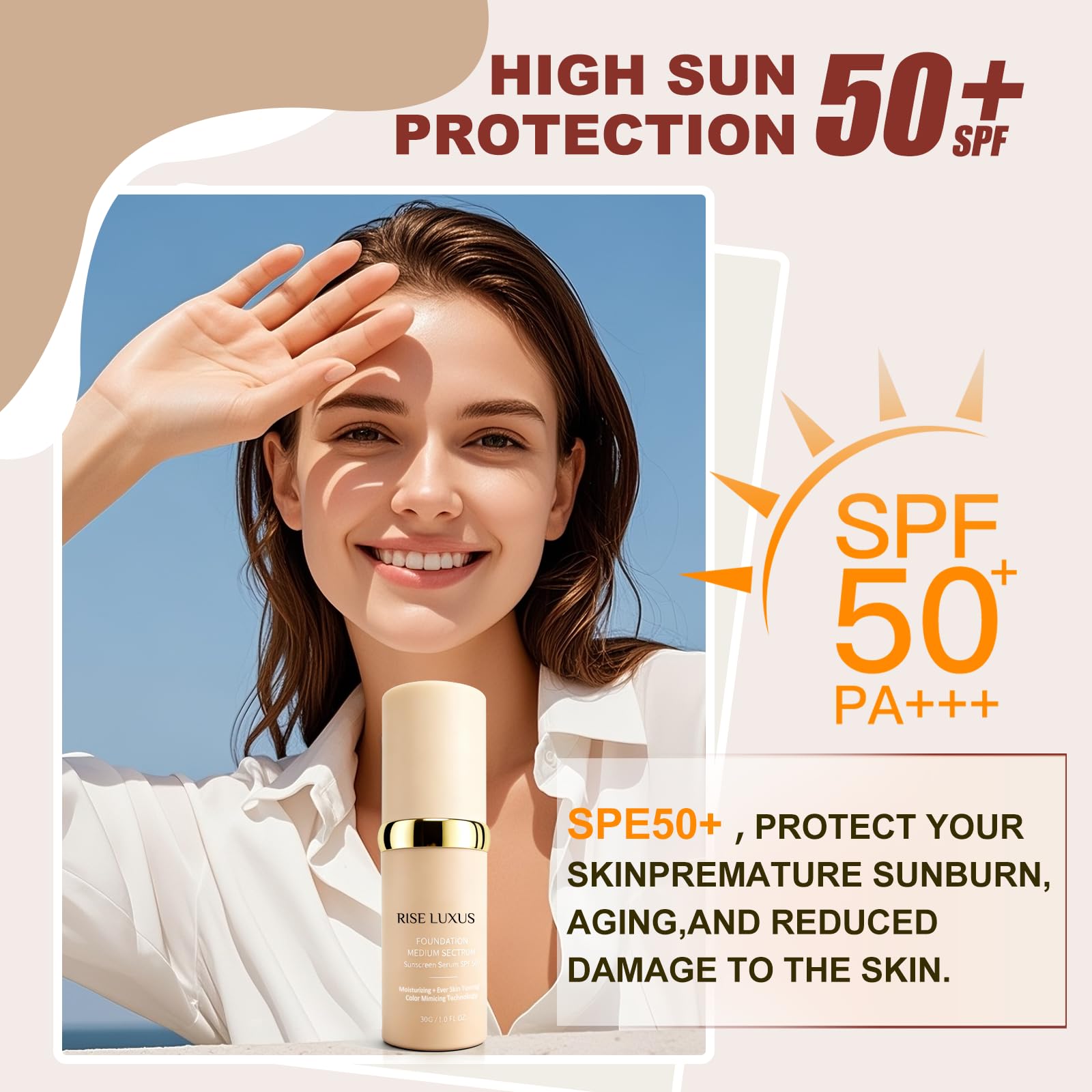 Rise Luxus Ultrablend hydrating texture application shot highlights lightweight feel.