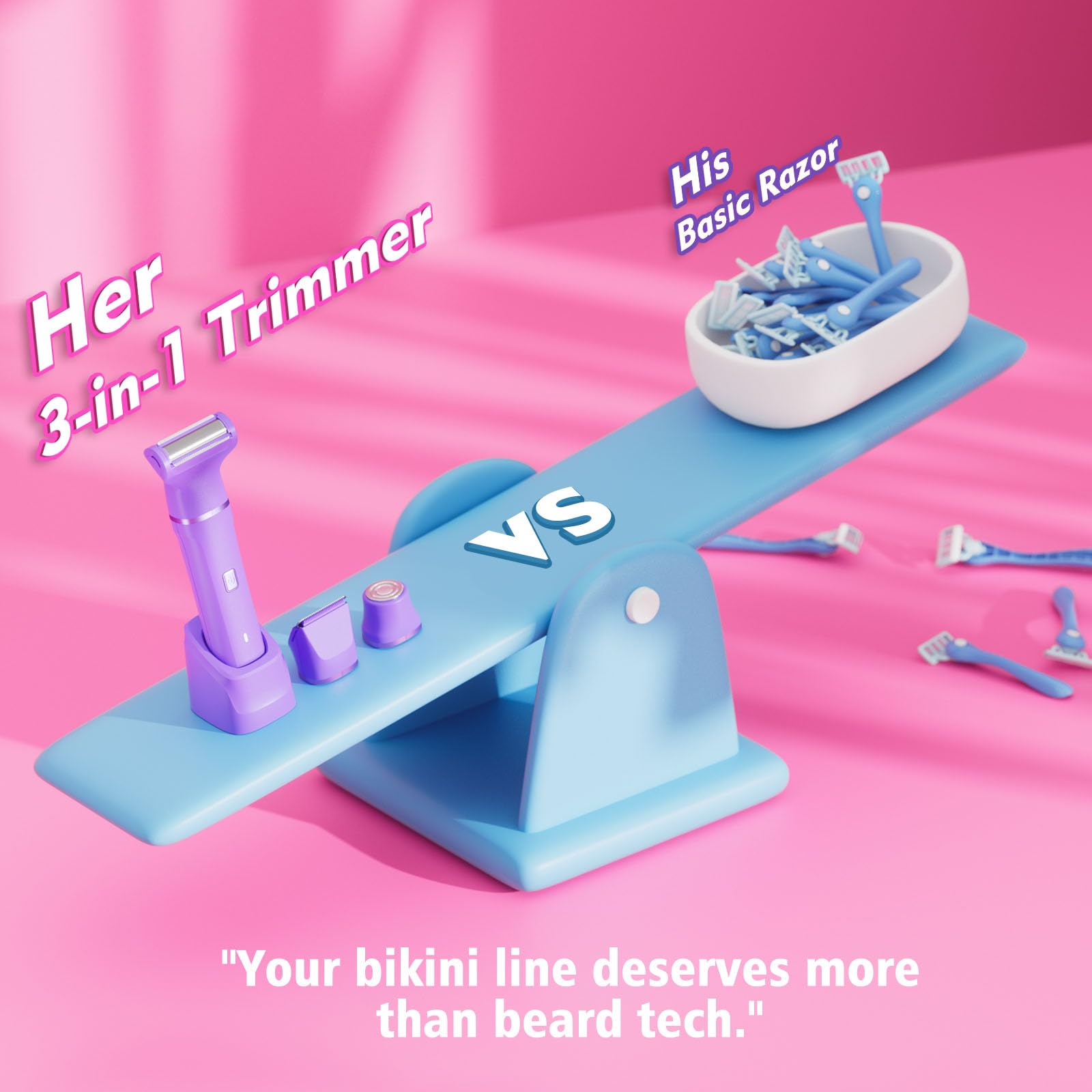 Risina bikini-trimmer head angled for precise intimate grooming