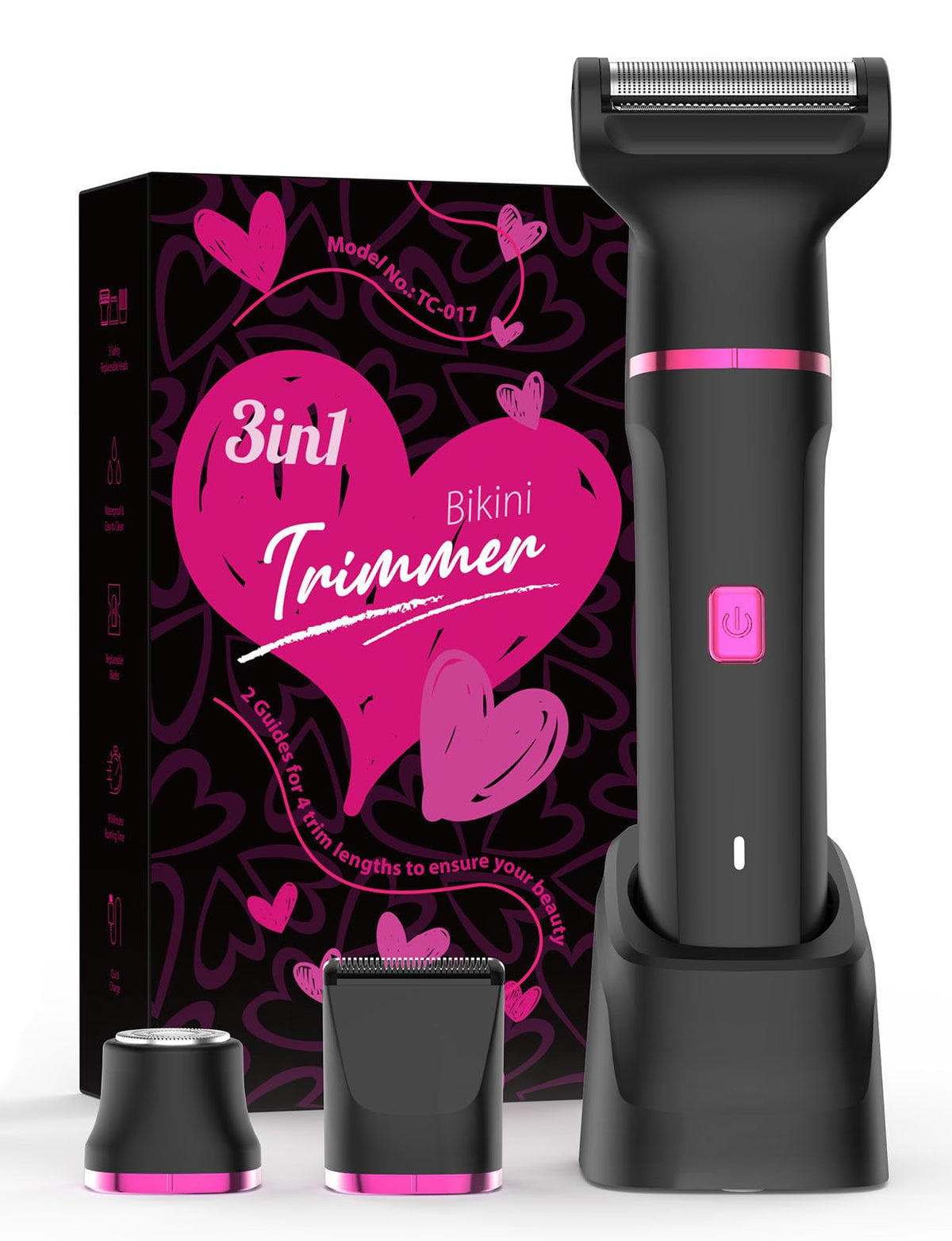 Risina bikini trimmer with Barbie-black dock for fast charging and storage