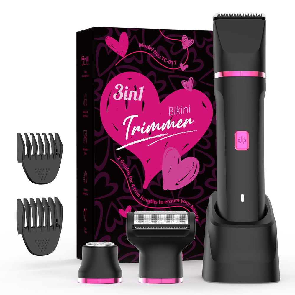 Risina bikini trimmer bold Barbie-core style on vanity