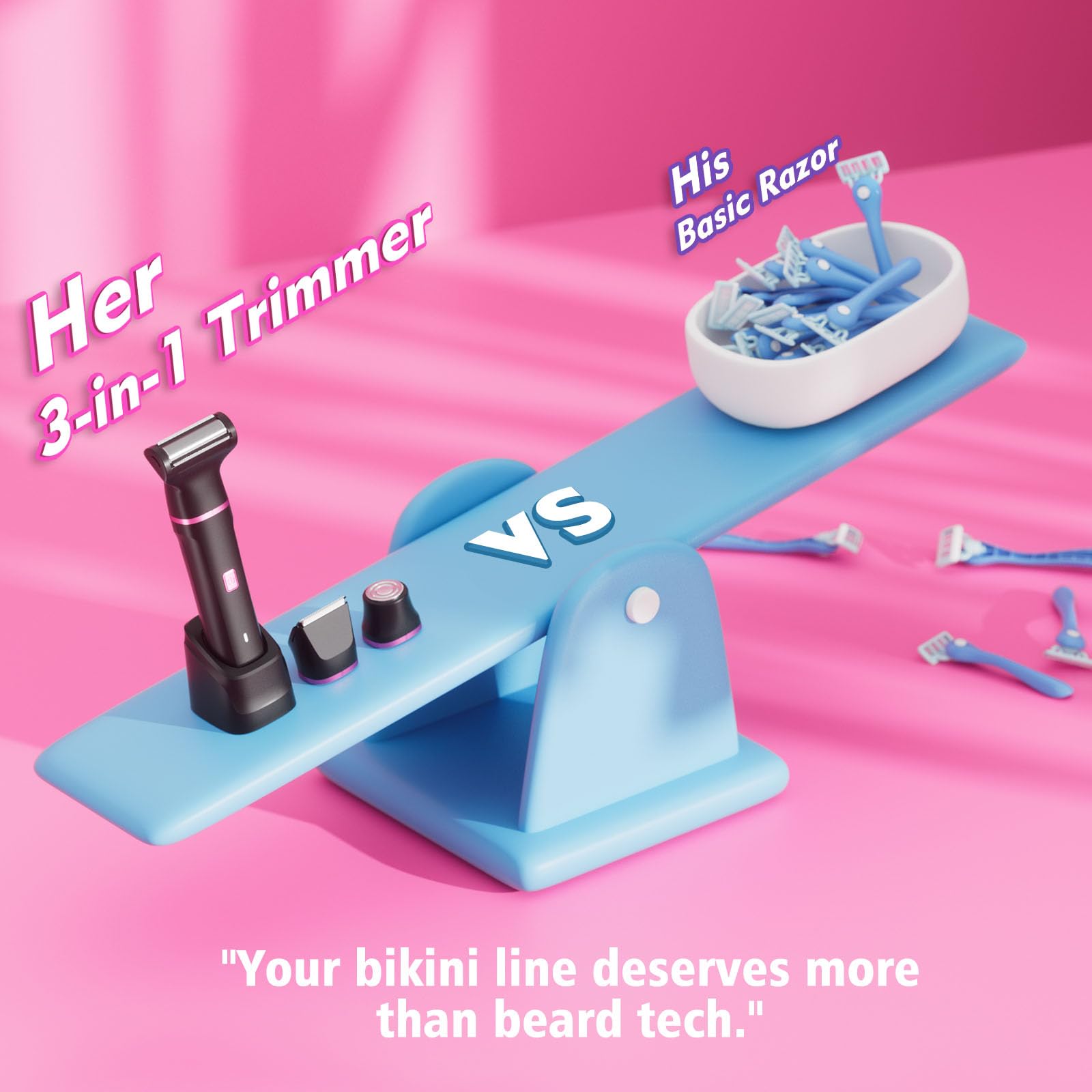 Risina bikini trimmer waterproof design handles showers and splashes
