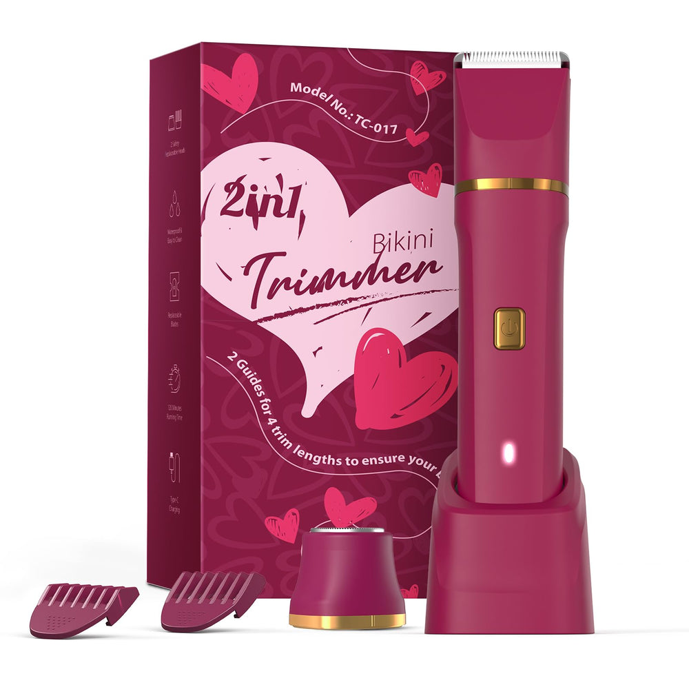 Risina electric bikini trimmer unboxing view shows ready-to-use grooming kit.