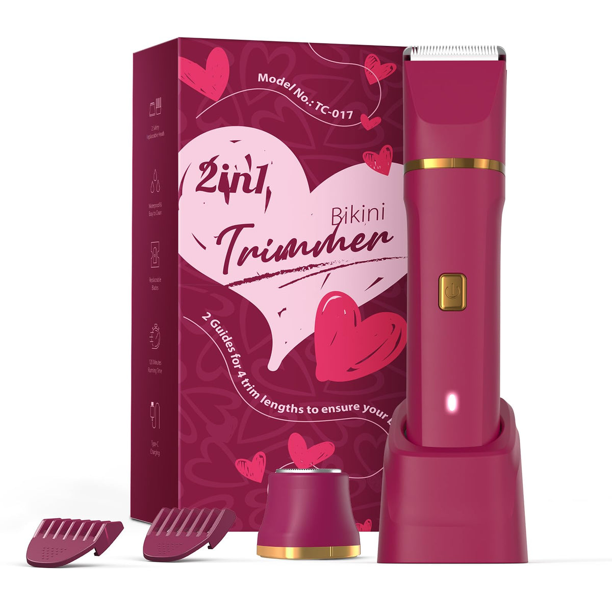 Risina electric bikini trimmer unboxing view shows ready-to-use grooming kit.